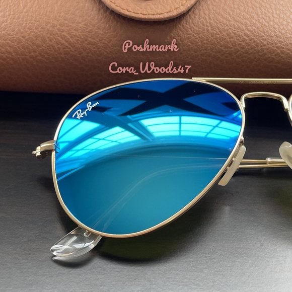 Ray Ban Aviator Blue Flash Lenses RB3025 Gold Frame 58 / 62 Unisex New - Picture 3 of 15